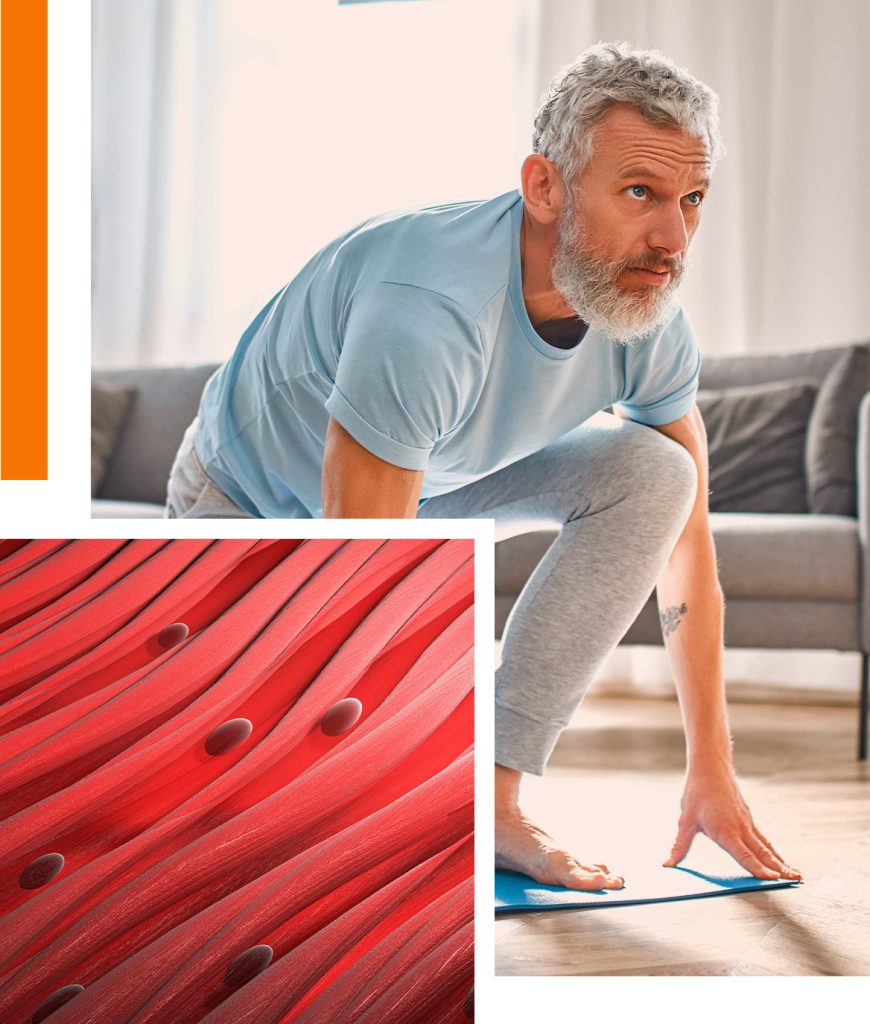 Uomo durante una sessione di ginnastica da camera